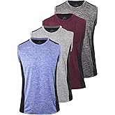 Vislivin Men's 4 Pack Tank Tops Sleeveless Workout Quick Dry Shirts Gym Muscle Shirts Athletic Bodybuilding Tee