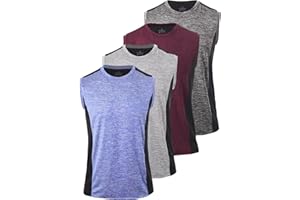Vislivin Men's 4 Pack Tank Tops Sleeveless Workout Quick Dry Shirts Gym Muscle Shirts Athletic Bodybuilding Tee