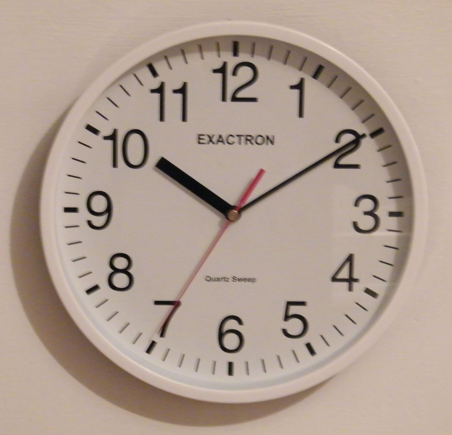 EXACTRON Quartz Silent Sweep White Case White Dial Wall Clock QS6270W