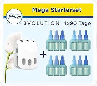 Febreze 3Volution Starterset Reine Frische 4 x 20 ml entfernt Gerüche anstatt sie zu überdecken und hinterlässt einen leichten Frischeduft