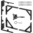 Anti Sag Gate Kit and Gate Latch - Gate Corner Bracket with Gate Hinges Heavy Duty for Wooden Fences-No Sag Gate Corner Brace Bracket for Doors, Driveway, Corral Gates, Wood Windows (Steel)
