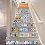 FLFK 3D Stair Tile Stickers Mural Vinyl Kitchen Bathroom Decal 39.3" x 7" 13pcs view 3