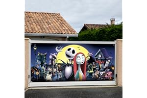 ALOTFS Large 13 X 6ft Halloween Garage Door Cover, Nightmare Garage Door, Garage Halloween Banner for Nightmare Halloween Decorations Party