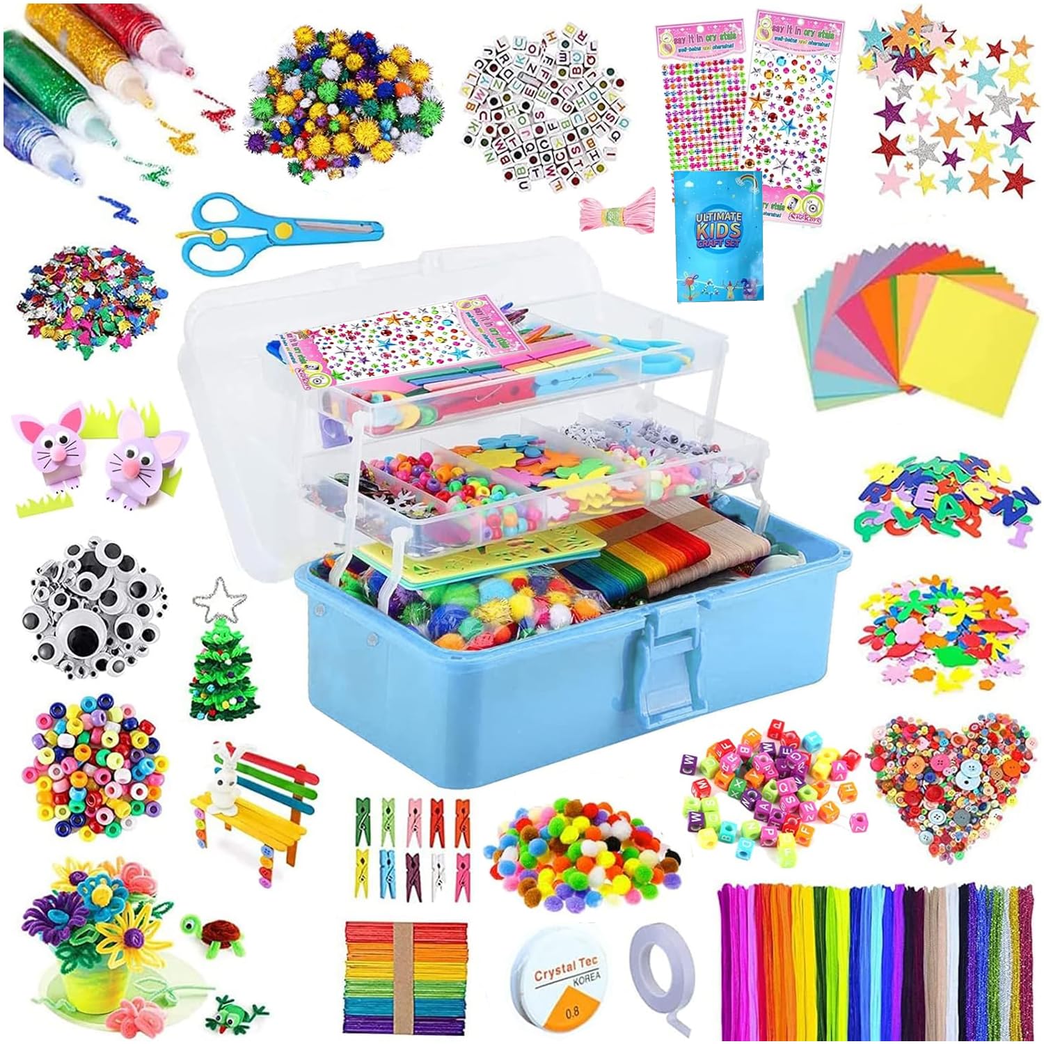 zycBernoi 3000+ Pcs Arts and Crafts Supplies for Kids - Kids Craft kit for Boys & Girls - Craft Box Gift for Ages 4-6, 6-8, 8-12