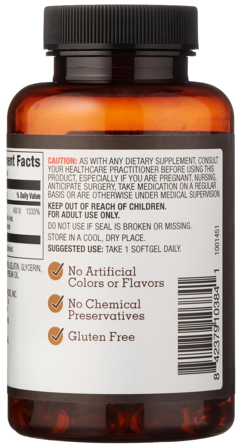 Amazon Elements Vitamin E, 400 IU, 100 Softgels, more than a 3 month