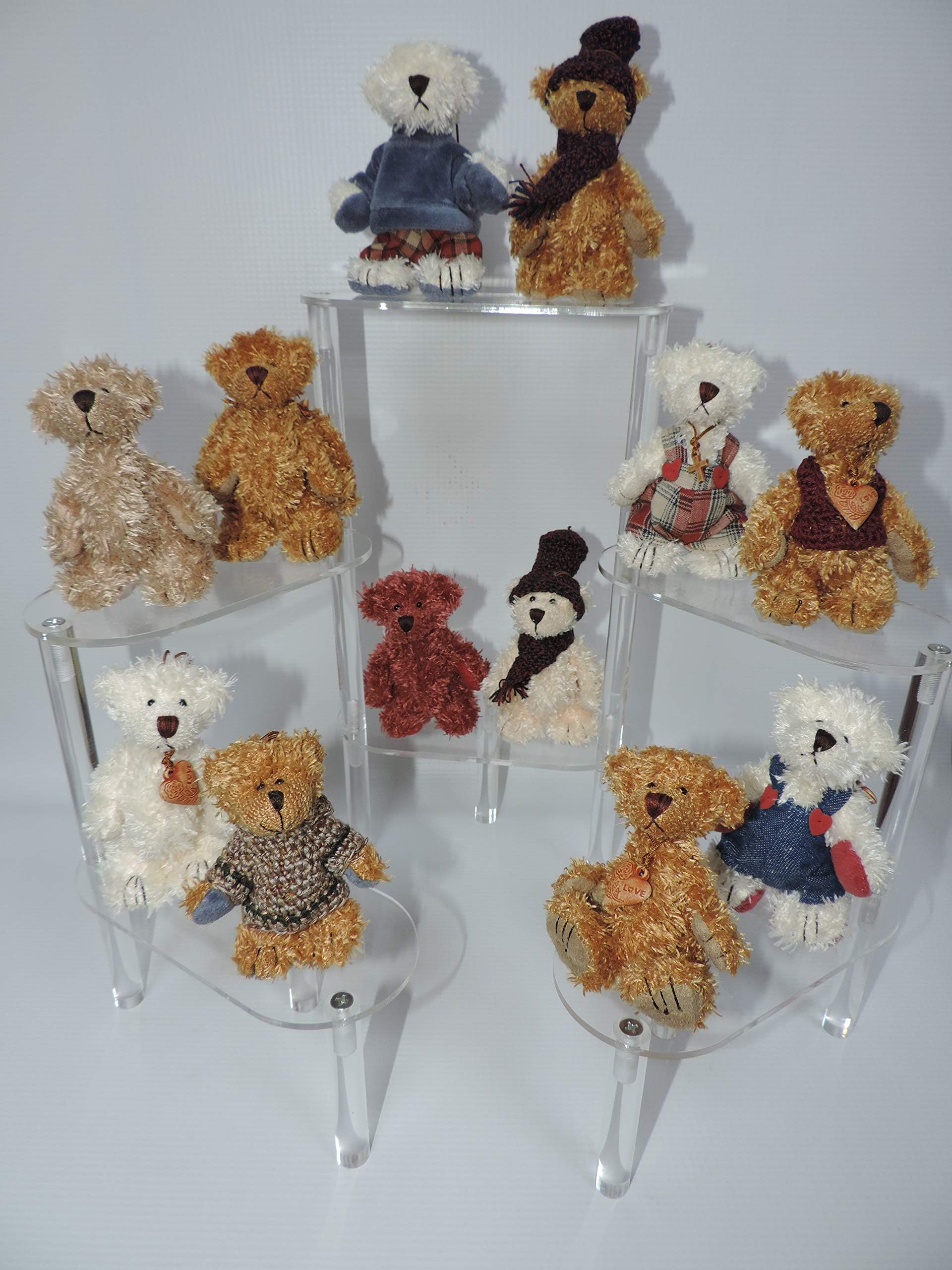 Miniature Teddy Bear Ornaments - 12 Piece Assorted Set