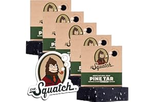 Dr. Squatch Men's Bar Soap - 5 Pack Pine Tar - All Natural Bar Soap for Men with Heavy Grit - 5 Bars of Soap and a Collectible Magnet