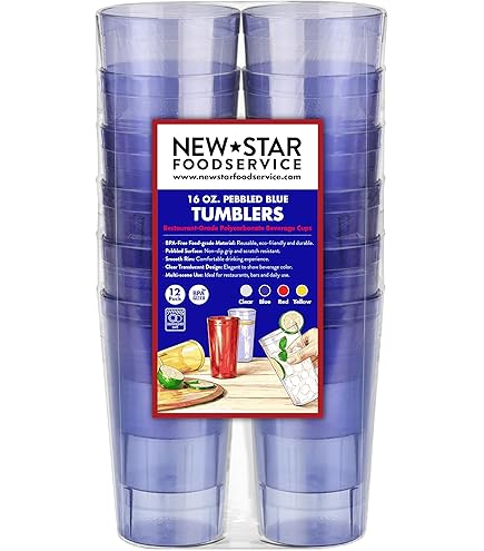 Amazon.com | NEW, 16 Oz. (Ounce) Restaurant Tumbler Beverage Cup, Glassware  & Drinkware, Stackable Cups, Break-Resistant Commmerical Plastic, Set of 6  - Blue: Plastic Glasses: Tumblers & Water Glasses