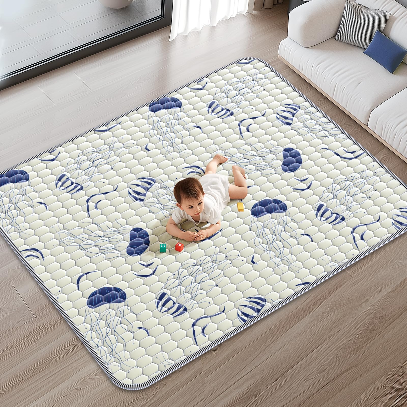 Photo 1 of Abdtech 71x59 Baby Play Mat for Playpen - Soft & Thick Playmat for Baby - Non-Slip Safe Extra Large for Toddlers - Foldable Machine Washable Cushion Play Mat for Babies Toddlers Tummy Time