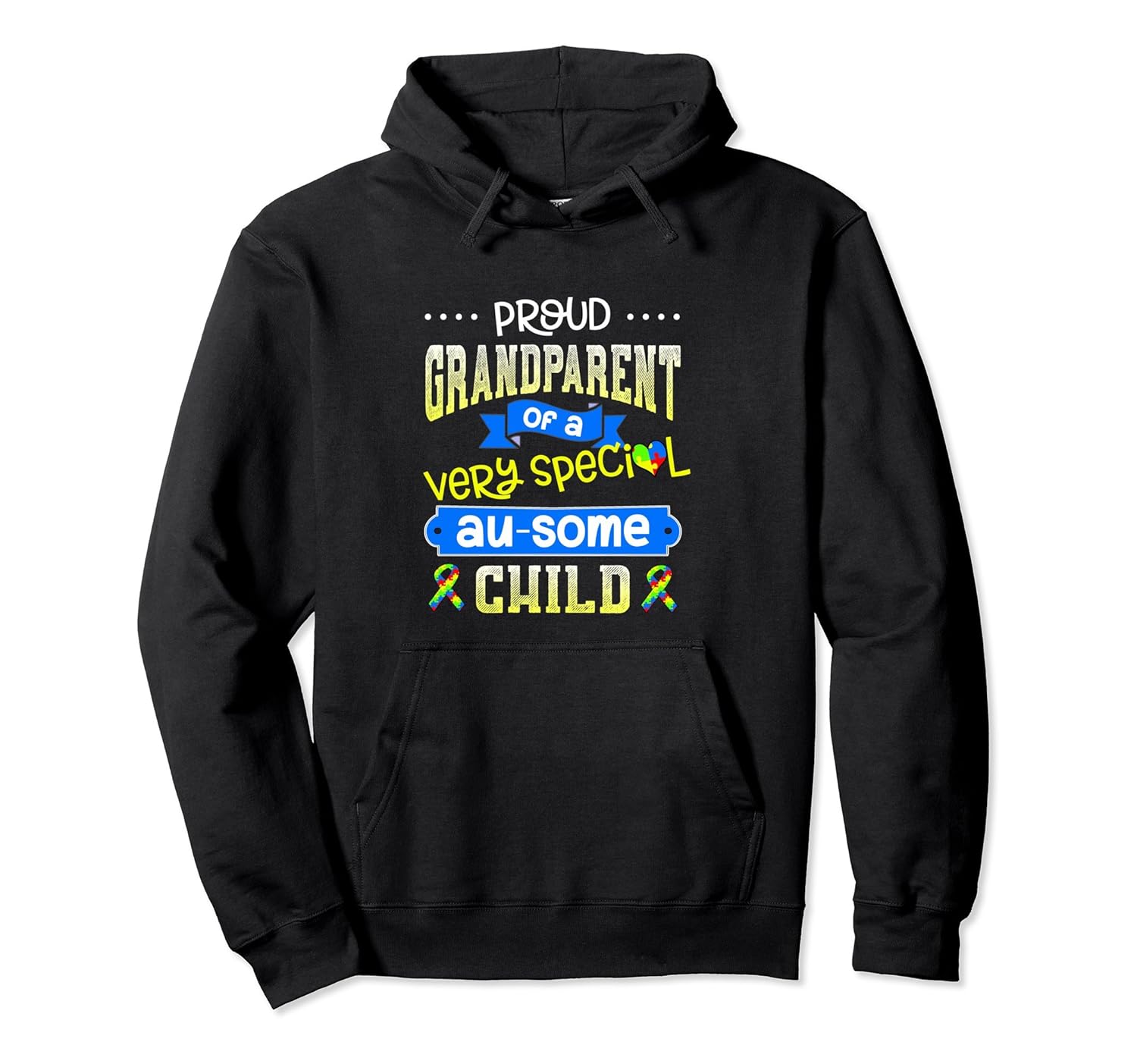 Autism Awareness Hoodie Grandparent Proud Ribbon Puzzle Gift-anz