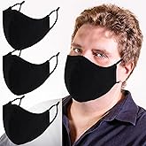 4 Pack Breathable 3-Ply Cloth Face Mask Adjustable Ear Loop, Reusable Washable Soft Cotton Masks for Adult Women Big Face Men