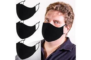 YAREHAND 4 Pack Breathable 3-Ply Cloth Face Mask Adjustable Ear Loop, Reusable Washable Soft Cotton Masks for Adult Women Big Face Men