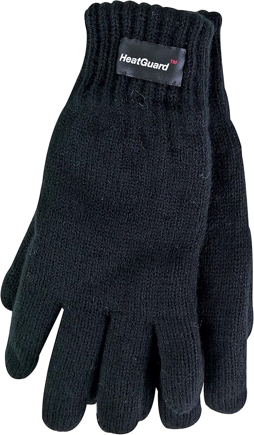 Mens 3m Black Thinsulate Thermal Lined Winter Gloves (Large/Extra Large
