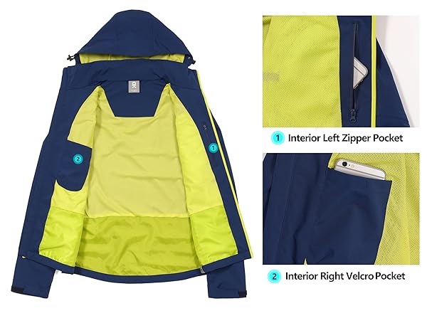 LITTLE DONKEY ANDY MEN’S WATERPROOF RAIN JACKET BREATHABLE WINDBREAKER OUTDOOR RAIN COAT WITH DETACHABLE HOOD BLUE/BLUE S