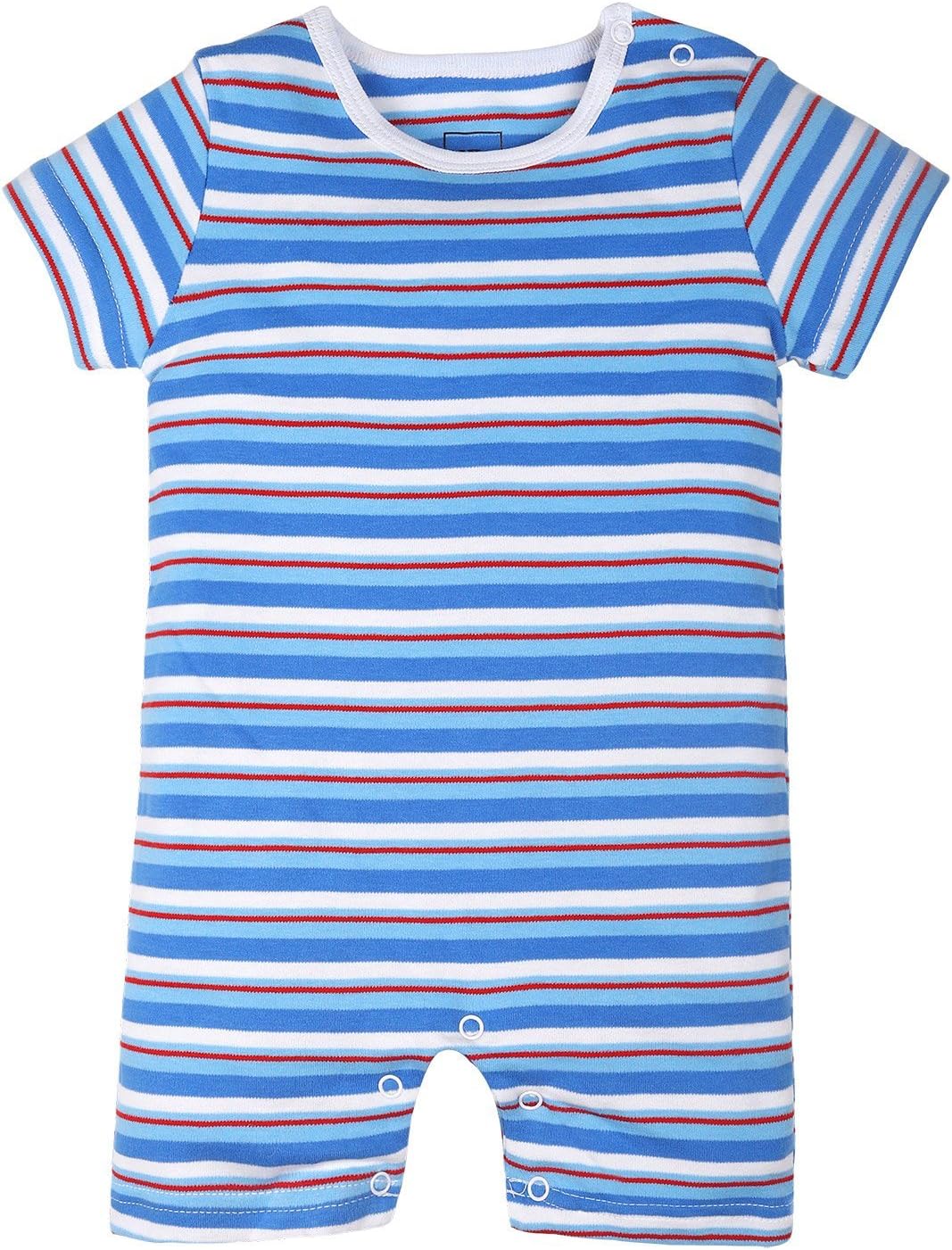 Baby 3-Pack Cotton Boys and Girls Long and Short Sleeve Bodysuits,Gray/White/Green (Blue Stripe, 3-6Months)
