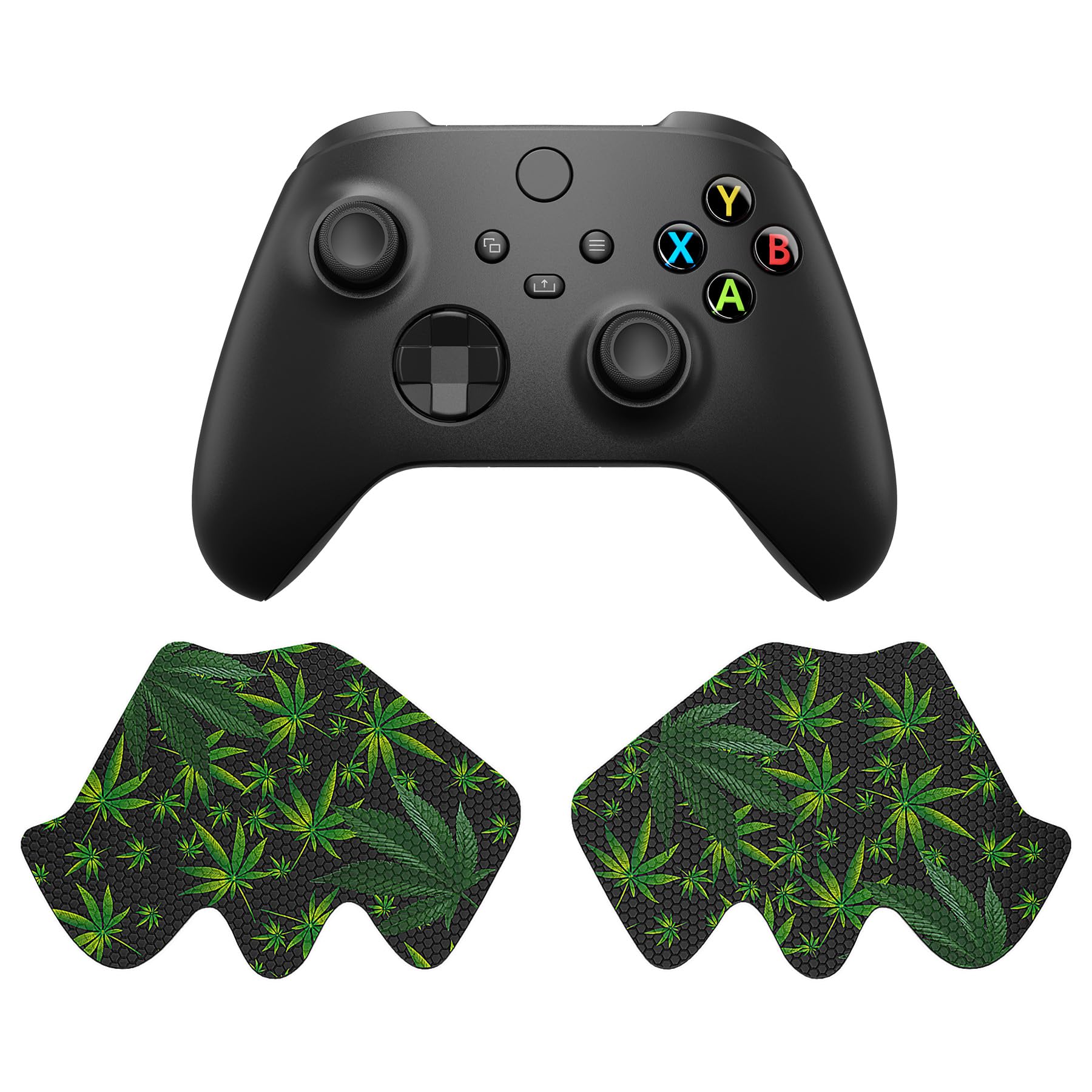 eXtremeRate PlayVital Anti-Slip Sweat-Absorbent Controller Grip for Xbox Core Wireless Controller, Professional Textured Soft Rubber Pads Handle Grips for Xbox Series X/S Controller - Green Weeds