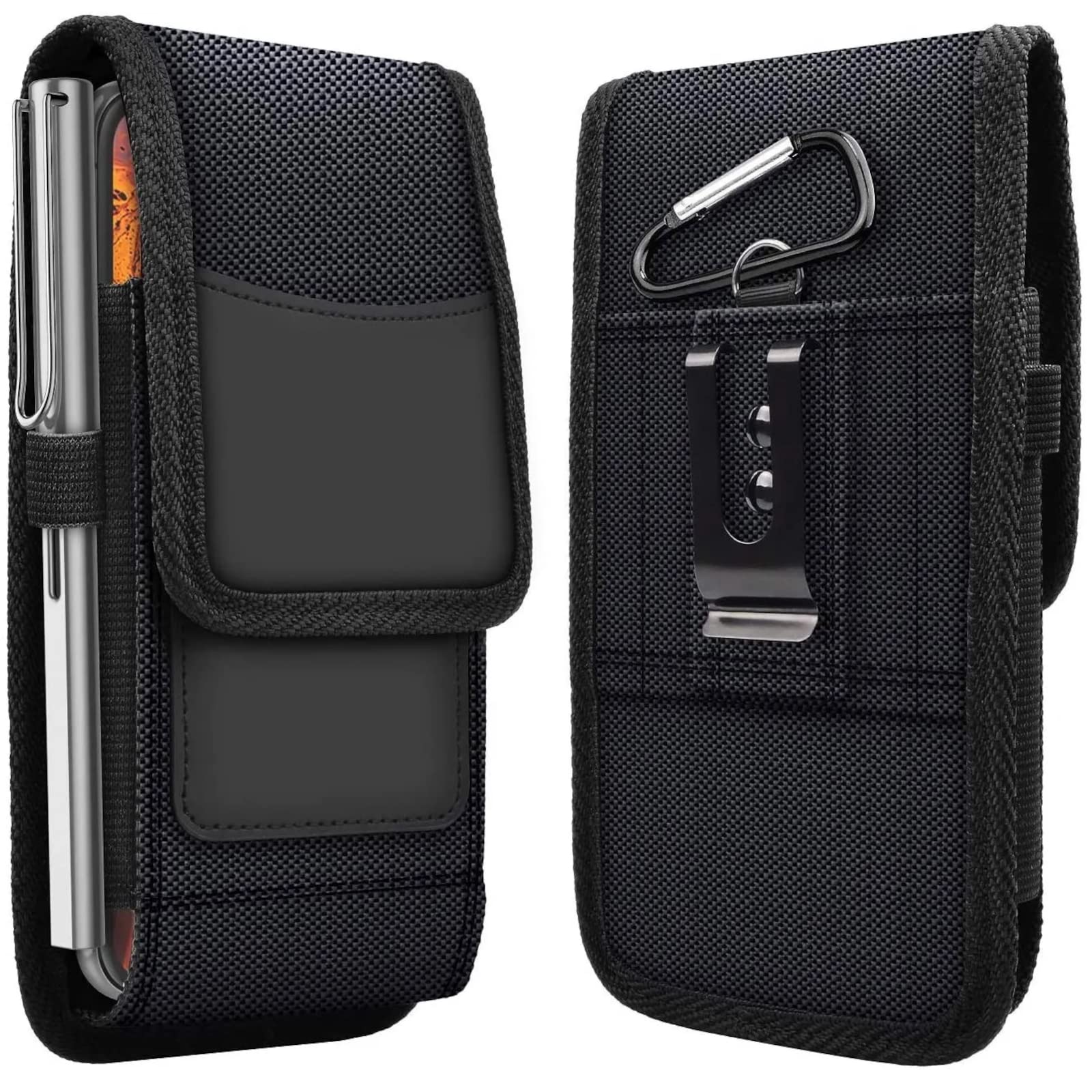 Vertical Hip Belt Bag Suitable for Doogee X97 X98 S89 S96 S99 S41 S51 S61 V11 V30 Pro Belt Bag with Carabiner Clip and Loop Sides Horizontal Protection Case Black