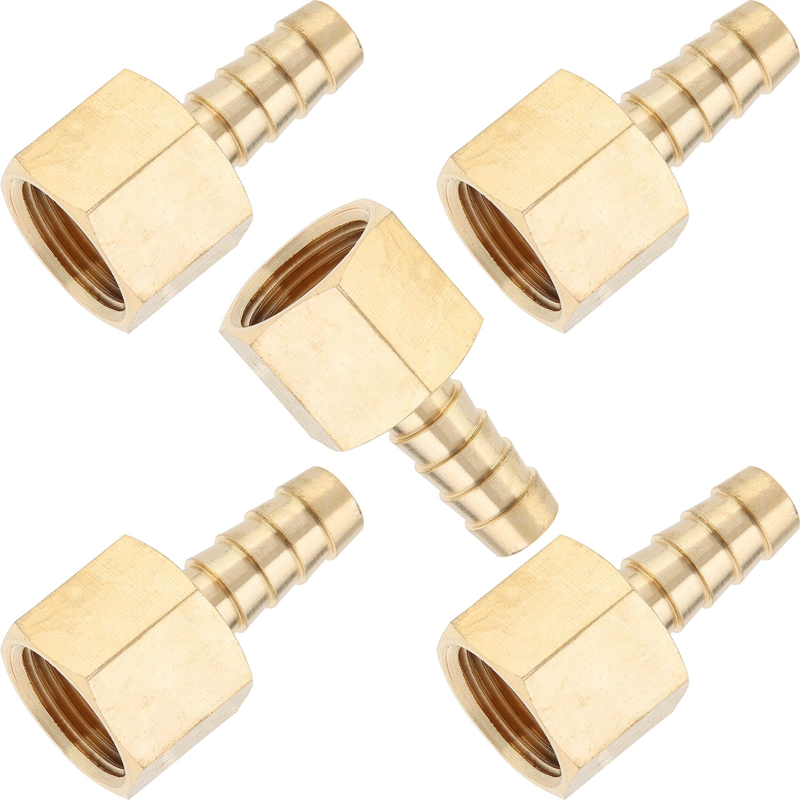 LTWFITTING Brass BSP Fitting Coupler/Adapter 3/8-Inch Female BSPP x 8mm Hose Barb(Pack of 5)