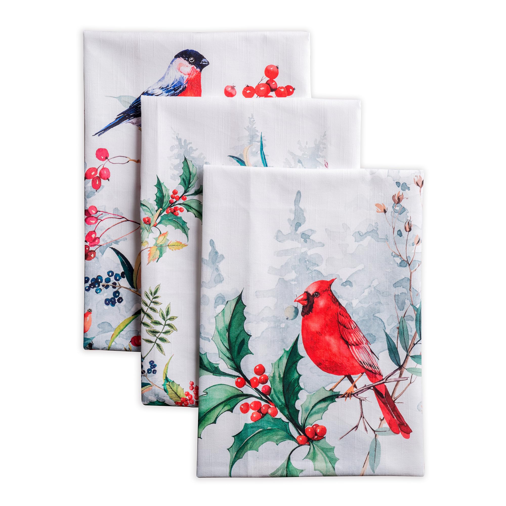 Maison d' Hermine Kitchen Towels Set of 3 100% Cotton 70 CM x 50 CM Reusable Cloth Tea Dish Towels Absorbent with Hanging Loop for Kitchen Dining Christmas Decorations (Morzine)