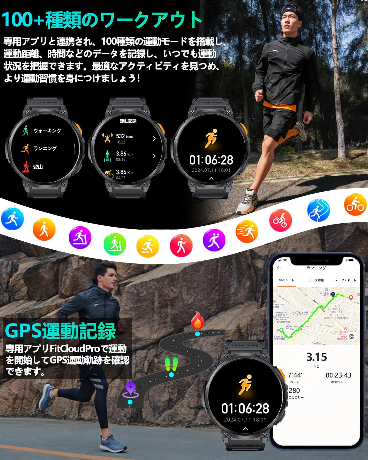 Smart Watch (2024 Ultimate Design, 1.85 Inch Ultra Large Screen, Round Size, Military Specifications, Flashlight) Wristwatch, Men's Wristwatch, Ideal for People with Presbyopia, 730 Ultra Long Lasting