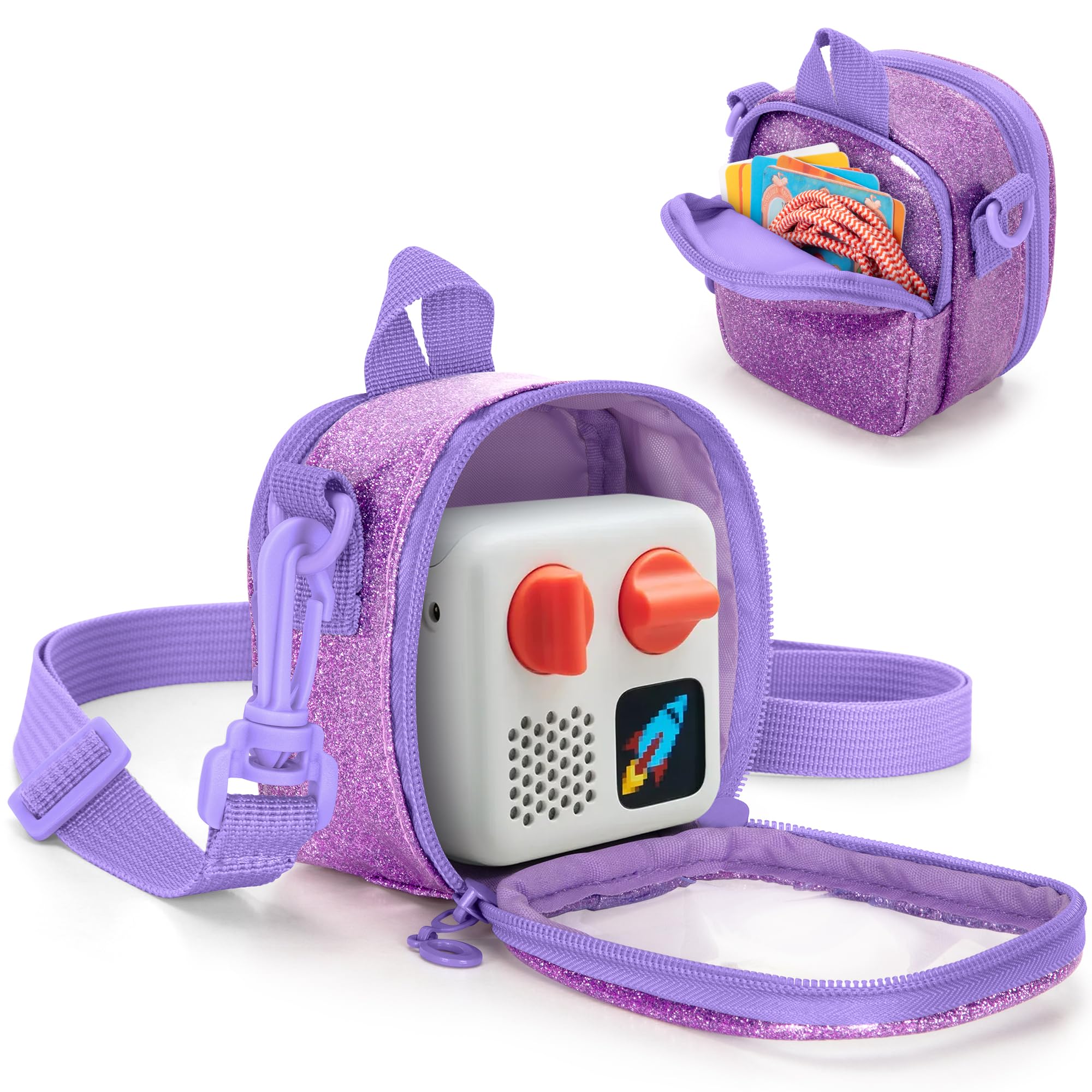 Photo 1 of LoDrid Travel Case Compatible with Yoto Mini (2024 Edition), Carrying Bag with Adjustable Shoulder Strap, Audio Player Holder for Cards and Accessories, Purple, Bag Only