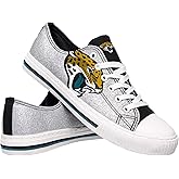 FOCO Jacksonville Jaguars NFL Womens Glitter Low Top Canvas Shoes - 10