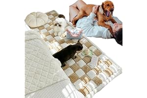 TTEDMO Funnyfuzzy Cream-Coloured Large Plaid Square Pet Mat Bed Couch Cover,Funny Fuzzy Pet Couch,Funny Fuzzy Couch Cover,Funny Fuzzy Dog Sofa Couch (Light Brown,19.6x19.6 in)
