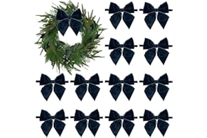 AIMUDI Navy Blue Velvet Bows 4" Christmas Bows for Gift Wrapping Velvet Bows for Christmas Tree, Holiday Crafts, Wreath, Garland, Staircase, Home Outdoor Winter Christmas Decorations, 12 PCs