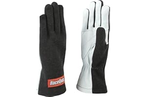 RaceQuip Basic Race Gloves 350 Series 1 Layer Nomex Non SFI Black X-Large 350006