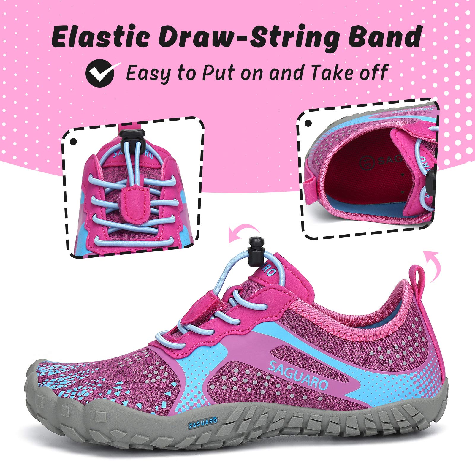 SAGUARO Mädchen Kinderschuhe rutschfest Wasserschuhe Kinder Schnell Trocknend Outdoorschuhe Baby Wandern Laufen Surfen Pink Gr.31 3
