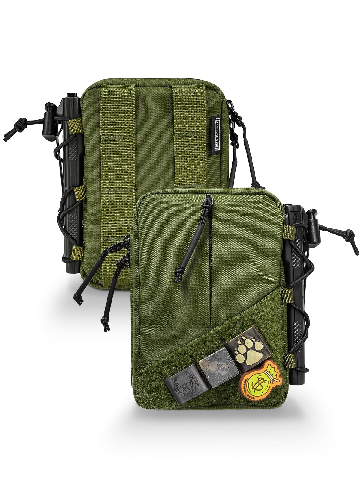 TACTICAL GEEK Block E4.0 EDC Compact Waist Pouch, Utility Pocket Organizer with Elastic Cord, Nylon Dual-Directional Zippers Tool Pouch, Multi-Purpose Small Gadget Organization for Daily Carry, Green