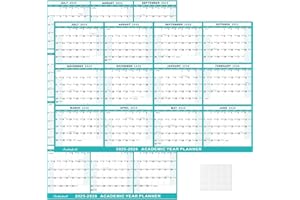 SODABOLL 24"x36" Academic Wall Calendar 2025-2026, JUL 2025 - JUN 2026 12 Months Large Calendar, Erasable, Wet & Dry Erase Laminated, Vertical/Horizontal Reversible, Yearly Wall Planner with Julian Dates