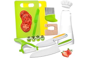 LWWTBS Kids Knife Set for Real Cooking 15 Pieces Montessori Kitchen Toys for Toddlers Children Safe Knives Cooking Cutting Sets Kids Cooking Set Real for Kids Toddler Toys