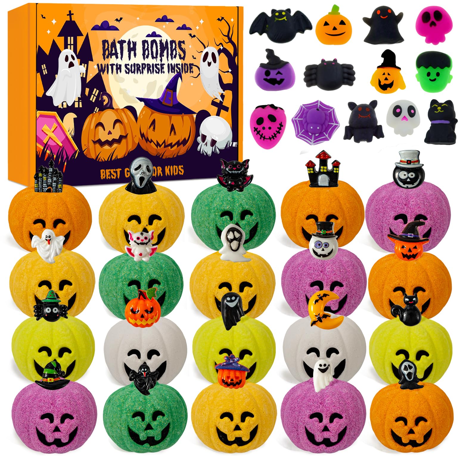 Photo 1 of Spooky Bath Bombs for Kids with Surprise Inside, Bubble Bath Bomb with Halloween, Fruity Scents, Relaxing Aromas