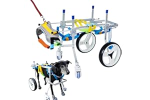 BAKYAR Adjustable 4-Wheel Dog Wheelchair| Pet Wheelchairs with Disabled Hind Legs Walking|Full Support Dog wheelchairs (7-Size) (M)