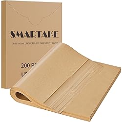 SMARTAKE 200 Pcs Unbleached Parchment Paper Baking