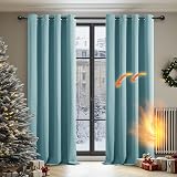 Deconovo Eyelet Curtains Thermal Insulated 140x260 Sky Blue 1 Pair view 2