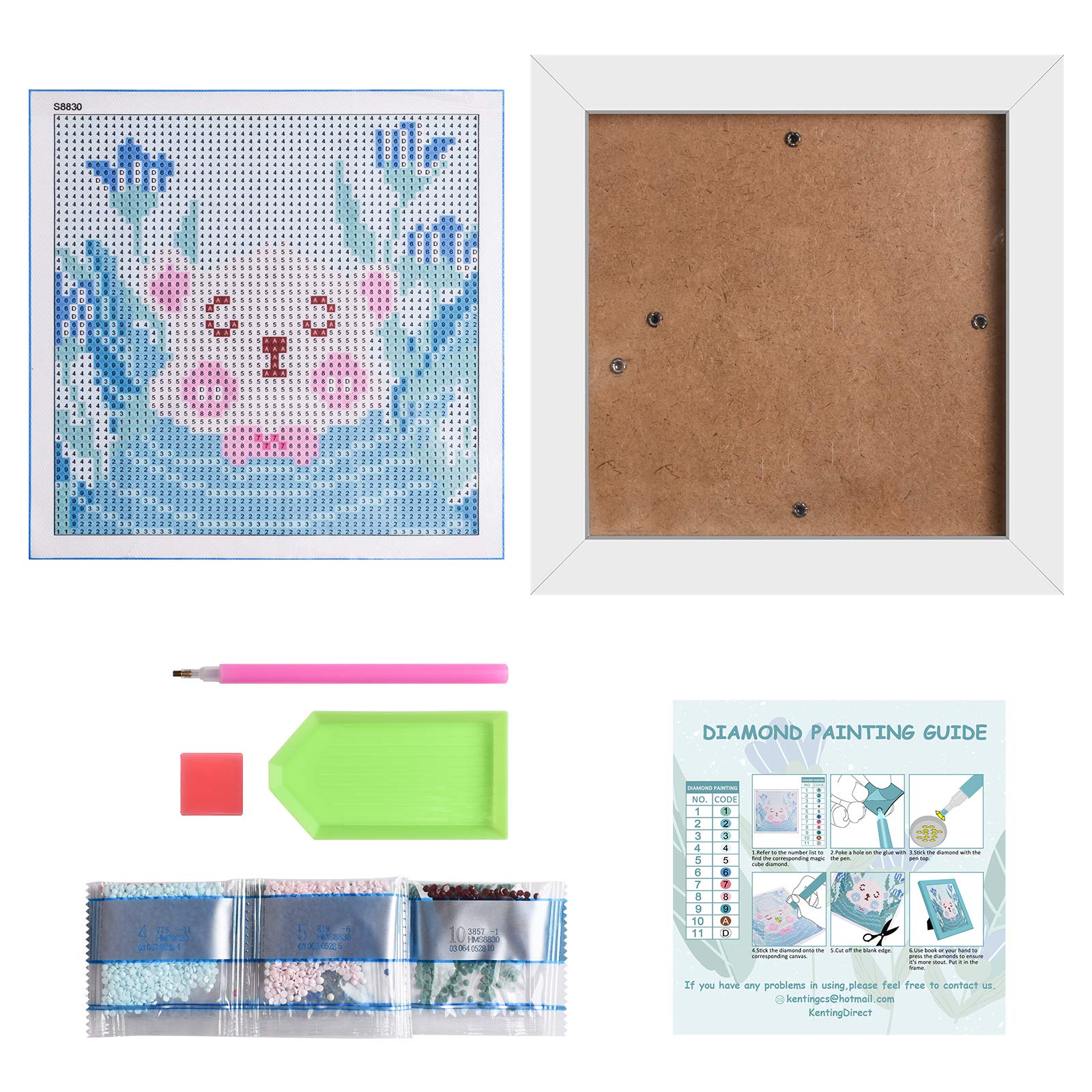 Diamond Painting, L\'émouchet DIY 5D Diamond Painting by Number Kits, Round Full Drill Diamond Embroidery Paintings Pictures DIY Diamond Art for Adults and Kids with Wooden Frame (5.9 x 5.9 inches)