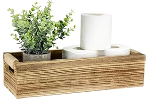 ANRXNCY Bathroom Decor Box Toilet Paper Holder Wood Tank Box Paper Storage Basket with Artificial Flower Bathroom Kitchen Table Counter Funny Farmhouse Rustic Home Decor