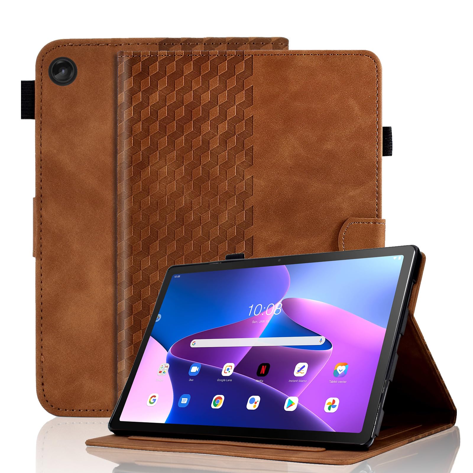 Vkooer Case for Lenovo Tab M10 3rd Gen 10.1-inch (TB328FU / TB328XU) Leather Folio Cover with Auto Sleep/Wake Smart Shell Fit Lenovo M10 3rd Gen 2022, Brown