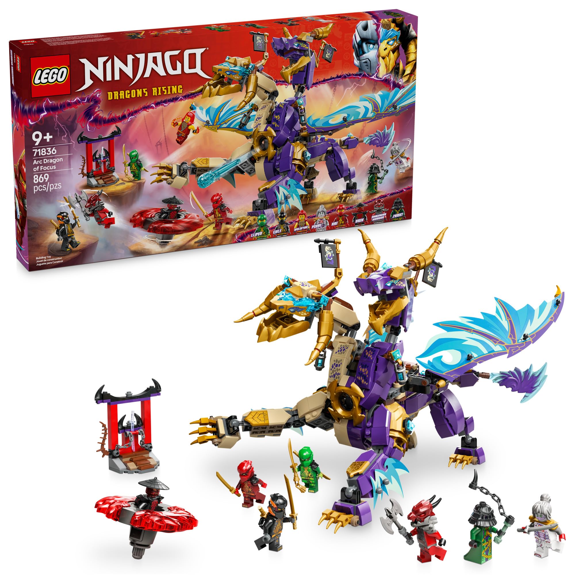 Photo 1 of ***(MISSING PIECES/ NOT A COMPLETE SET)***LEGO NINJAGO Arc Dragon of Focus Battle Playset - Kids Toy for Ages 9 and Up - Birthday Gift Idea for Boys and Girls - Dragons Rising Toy with 8 Ninjago Minifigures - 71836