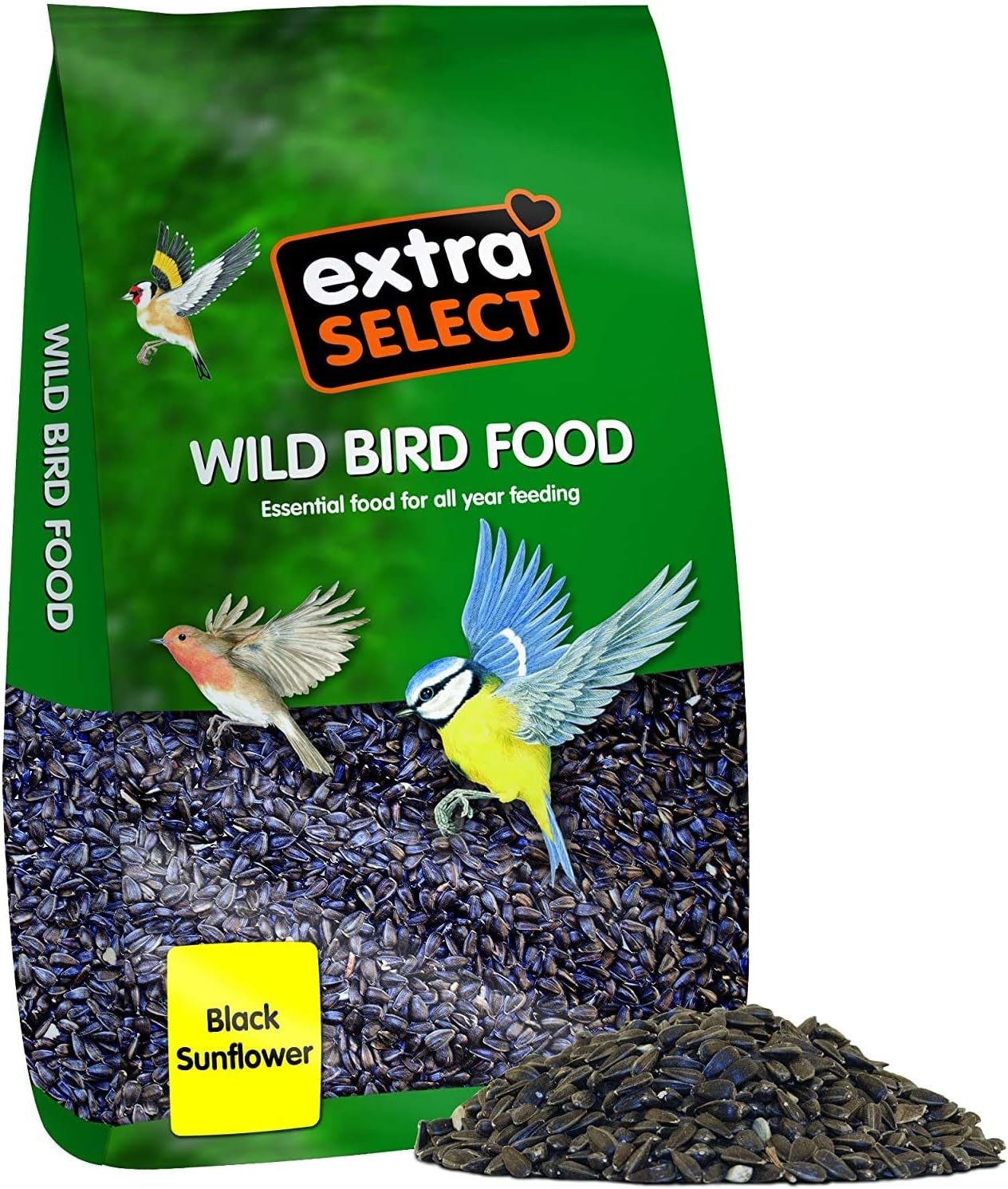 Extra Select Black Sunflower Seed Wild Bird Food, 12.75 kg, 12.75 kg (Pack of 1)
