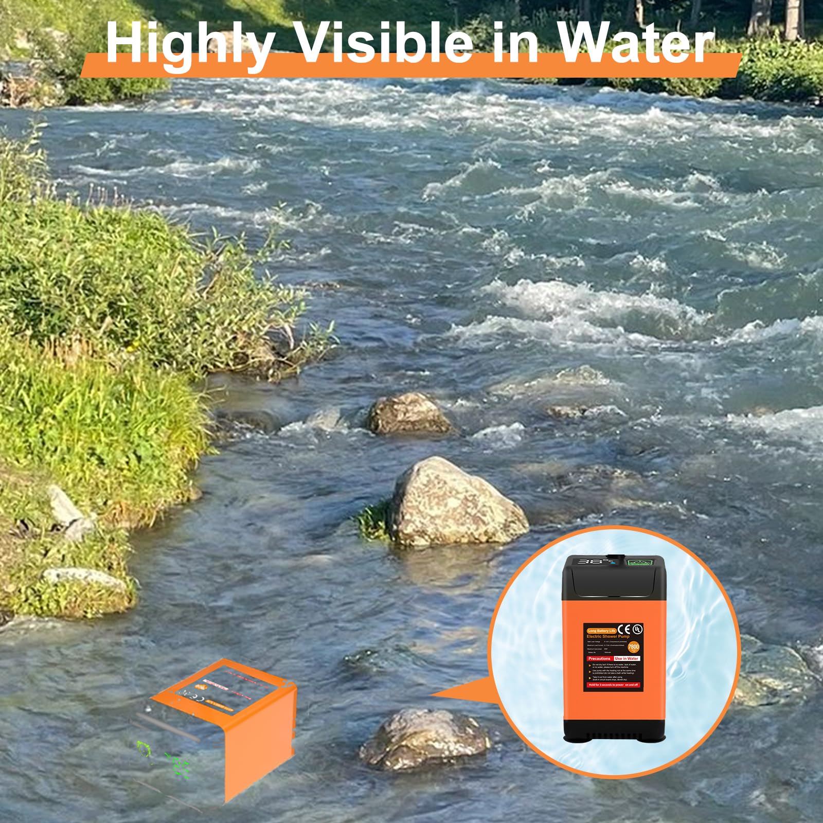 Luxsego Portable Camping Shower, 7800mAh Rechargeable Outdoor Shower with Digital Display, High-Pressure Pump Bonus Toilet Sprayer, Tool-Free Installation for Hiking, Travel, Beach, Pet & Car Cleaning