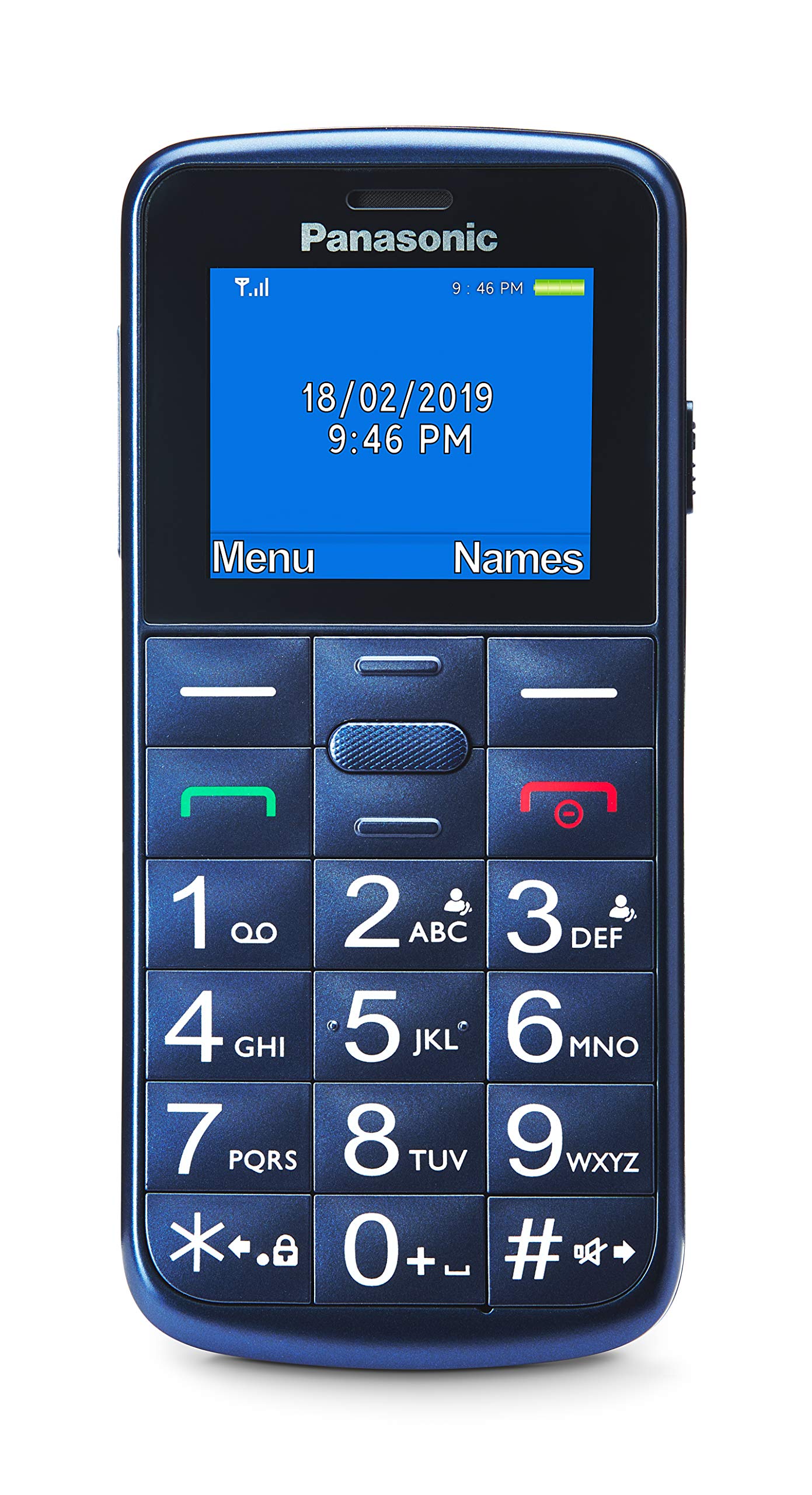 Panasonic KX-TU110 Essentials Mobile Phone for Elderly, Priority Call, Big Button Phone, Bluetooth, Flashlight, Camera, Blue