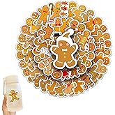 JazSwirl Gingerbread Man Stickers, 50 Pack Gingerbread Man Face Stickers, Christmas Sticker for Crafts