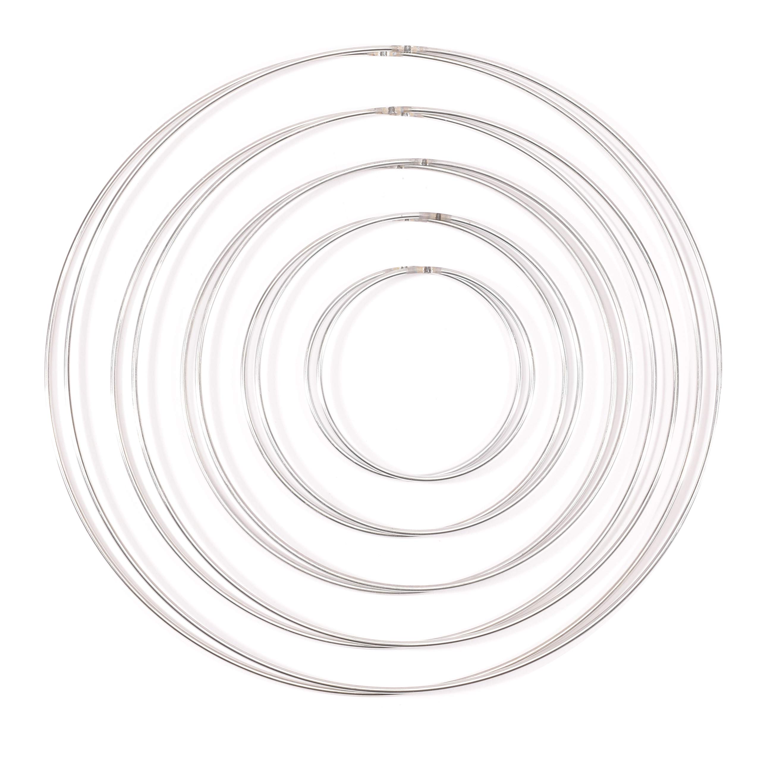 Vaessen Creative Metallringe-Set Zum Basteln, 10 Stück in 5 Größen, aus 3 mm Metalldraht, Silber, für Traumfänger, Kranz binden und DIY-Deko, Silver, 3mm