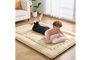 VIPBED Japanese Floor Futon Mattress 25D Twin Size 39"x 80", Breathable & Supportive Tatami Mat for Guest Room, Kids Space & Dorm, Light Beige XLS-USB003-39BE-A