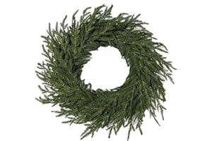 20 Inch Christmas Norfolk Pine Wreaths, Real Touch Norfolk Pine Wreath, Artificial Green Wreath Greenery Realistic Wreaths fo