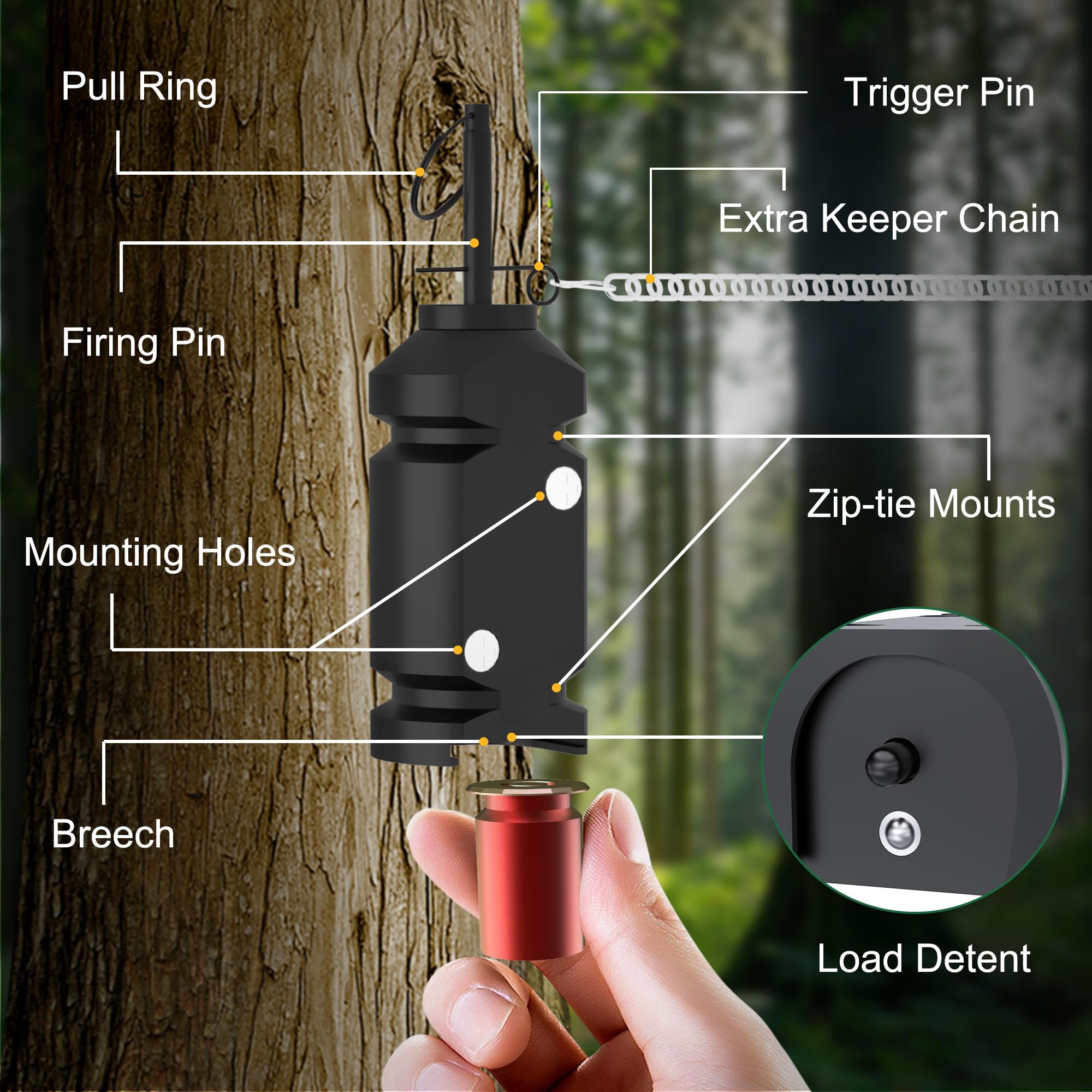 Perimeter Trip Alarm, 12 Gauge Outdoor Camping Trip Wire Alarm Device, Early Warning Security System for Camping and Property Safety/Bear Deterrent (1 Pack)