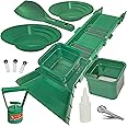 Sluice Box Compact Gold Panning Kit; Portable Sluice Box and 2 Classifier sifting Pans; classify While You Sluice with This Patented Prospecting Tool Set (Green Color)